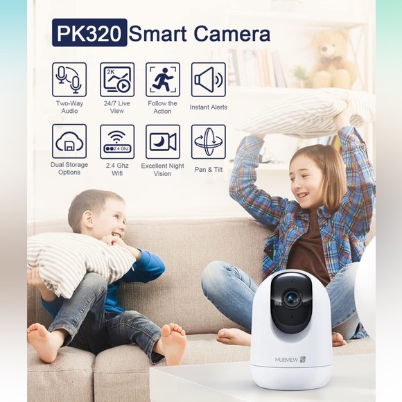 Mubview indoor security camera, 2K,pet camera 2.4G, white - Picture 2 of 6